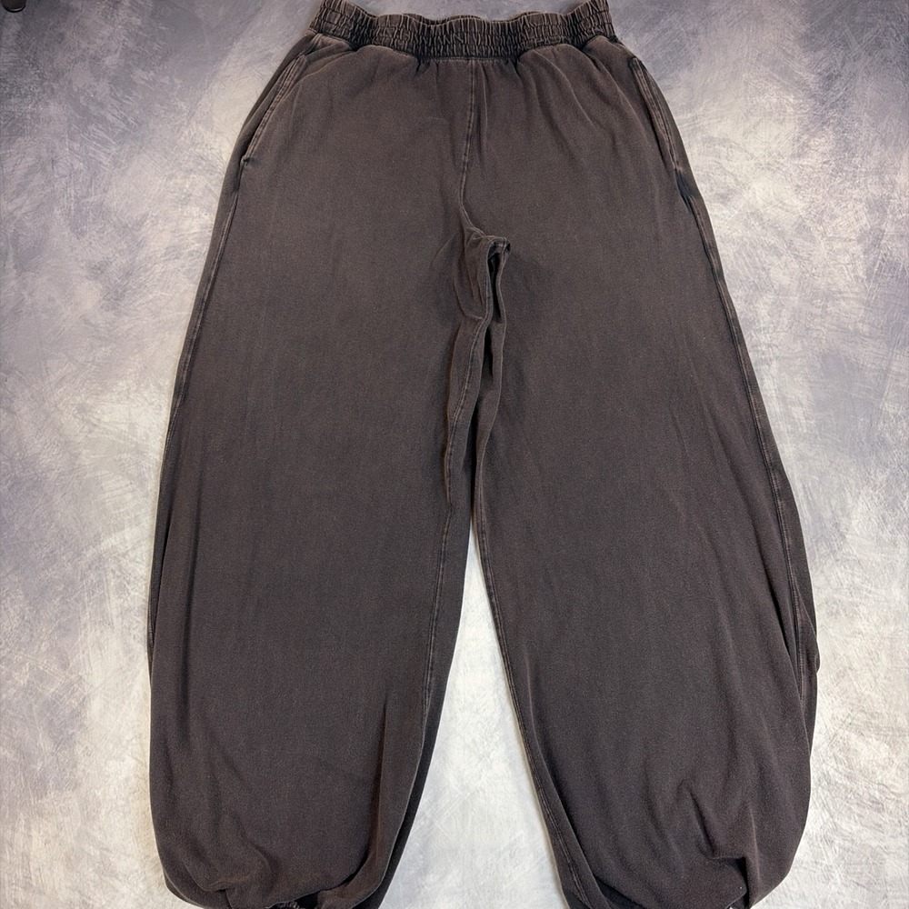 Free People FP Movement Joggers Womens Large Black Mineral Wash Harem Pants